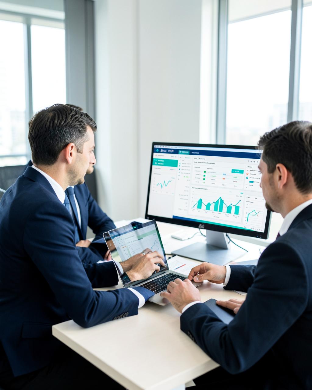 Creditstaff bespreekt debiteuren- en cashflowdashboards met een finance-team